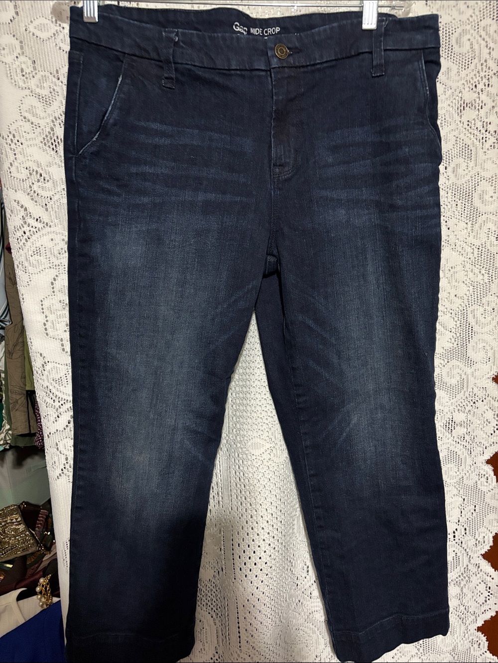 GAP Dark Wash wide crop Jean Sz 12